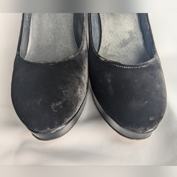STUART WEITZMAN Black Velvet Platform Heel Formal Women Shoes Size 7 - Picture 3 of 10